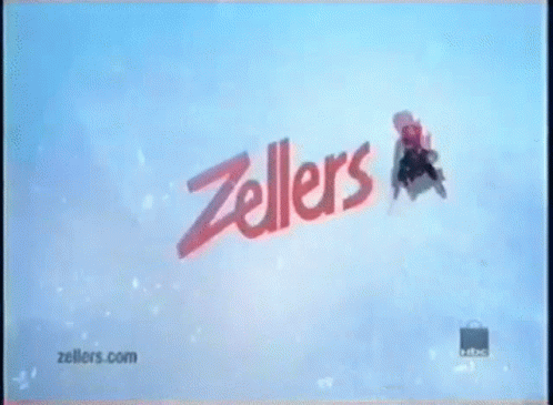 a television screen that has the name zellers on it