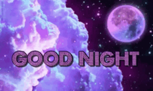 an animated night scene with words over it