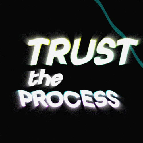 a green and black light up sign with the words trust the process