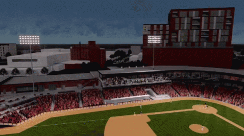 a baseball game is projected on an animated screen
