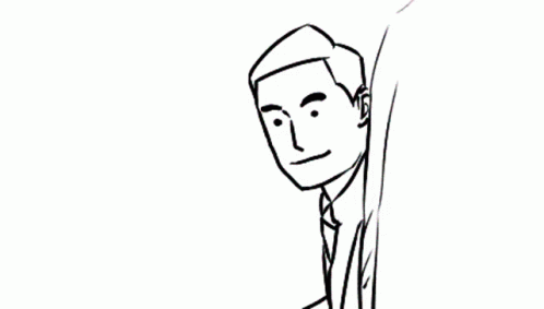 cartoon of a man leaning against a wall