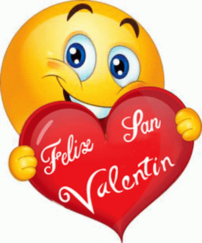a blue heart holding the word felise san valentin