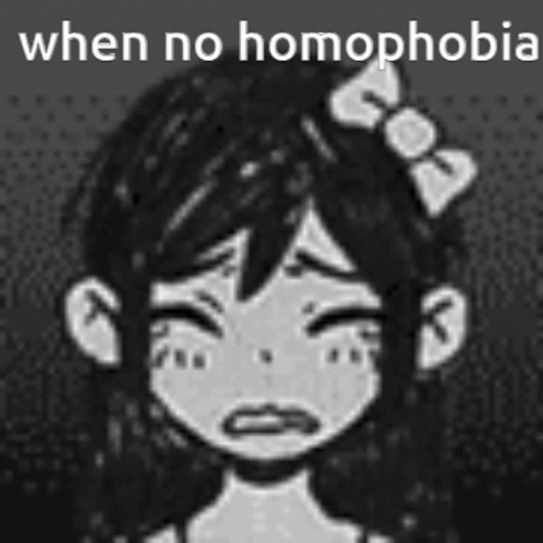 a  in black and white with an expression on her face that says, when no homophobia is allowed
