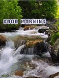 water running over rocks with the words good morning