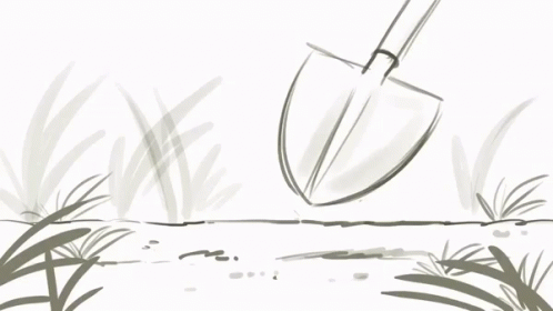 a drawing of a trowel in the water