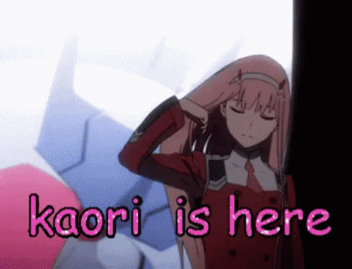 an anime character with the words kaori is here on it