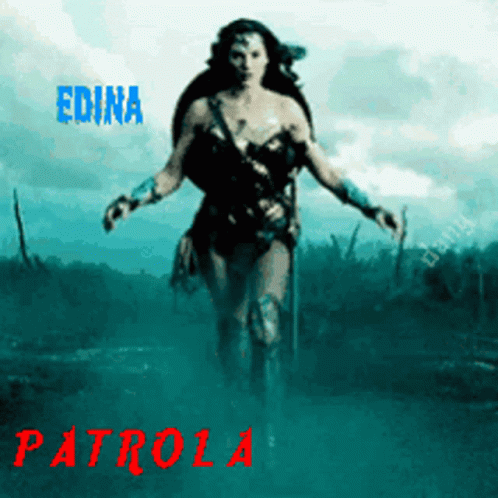 a woman running down a road with the word epuna printed on her