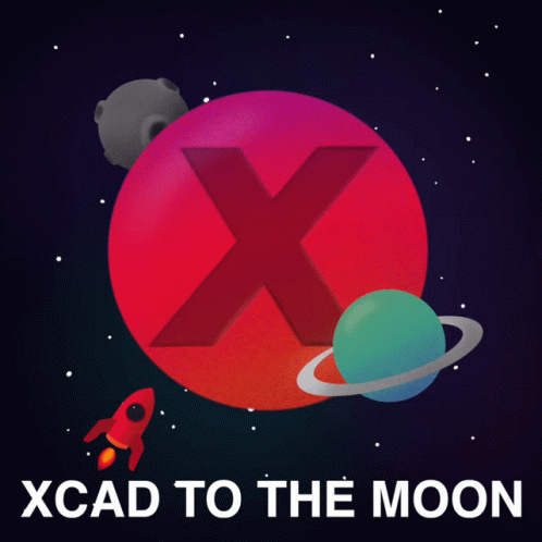 a space poster with the letter xcad to the moon written below
