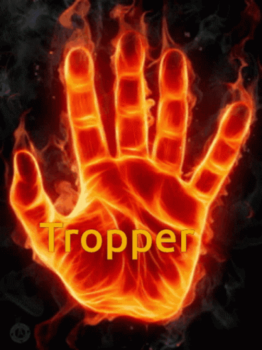 a neon blue hand that reads topper