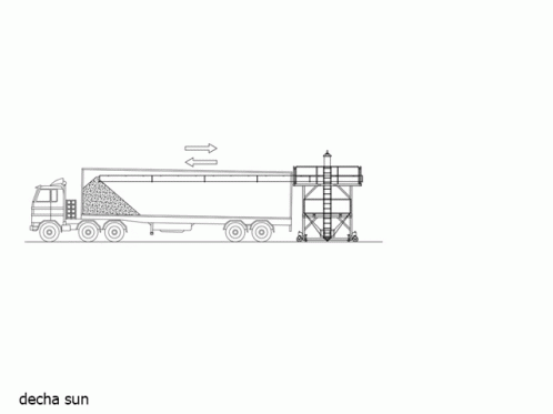 a white background with a black line drawing of a large semi truck