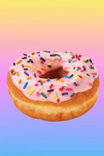 a donut is sitting on a blue tray