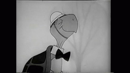 the character in the animated movie is wearing a white hat and bow tie