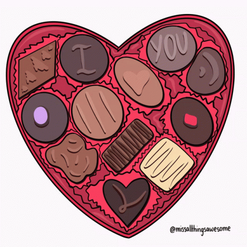 an illustration of a heart filled with lots of cookies