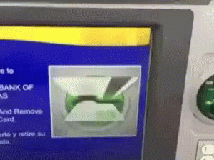 an atm machine showing credit card transaction information