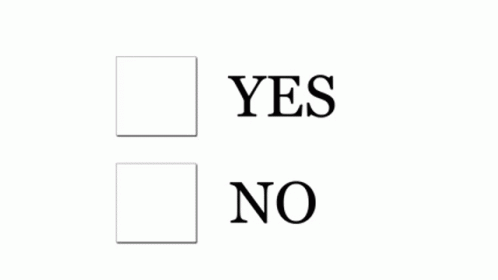 a sign that says yes and no is placed on a white wall