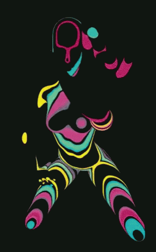 colorful digital illustration of a man on black