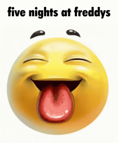 a happy face making a goofy face with the words five nights at friendly