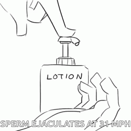 a drawing of a hand holding onto a lotion bottle