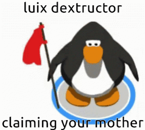 the linux logo is shown with a cartoon penguin holding a spear