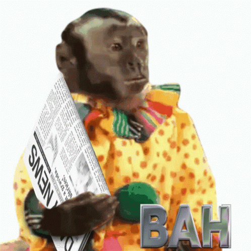 a monkey holding a sign with the name bah