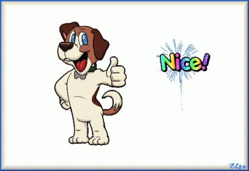 a drawing of the name nice is shown with a cartoon dog