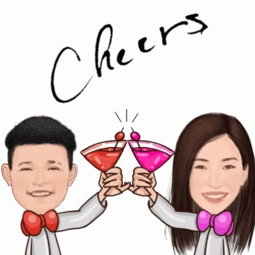 a couple are holding their glasses with drinks in each hand