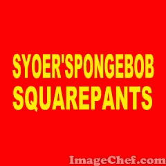 a blue po that says,'tylerspongebob squarepants '