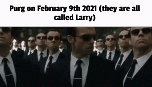 multiple pos with men in suits on them and a caption for the article purg on february 9th 2011 they are all called larry larky