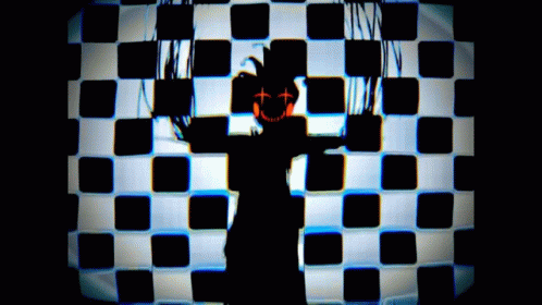 the silhouette of a person on a black and white checkered wall