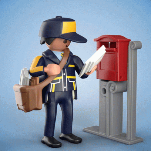 a character is holding papers near a mailbox