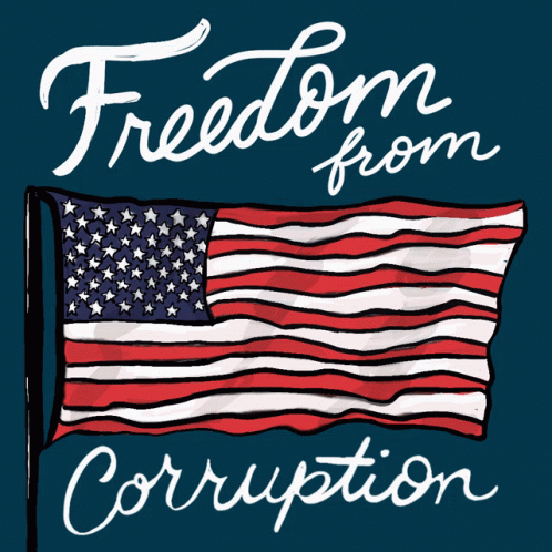 the flag has the word, freedom from corruption
