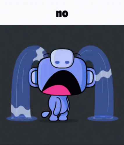 an image of cartoon character looking at a door that says no