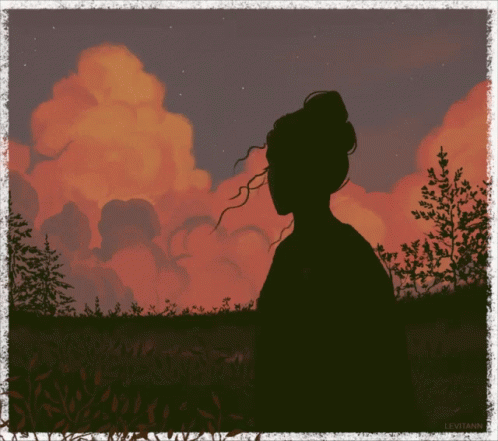 a silhouette po of a person on a field