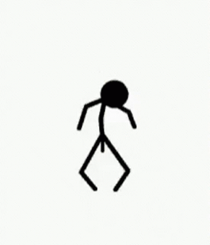 a stick figure is crossing the street with their legs and hands