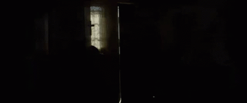 a room with a person standing behind it in the dark