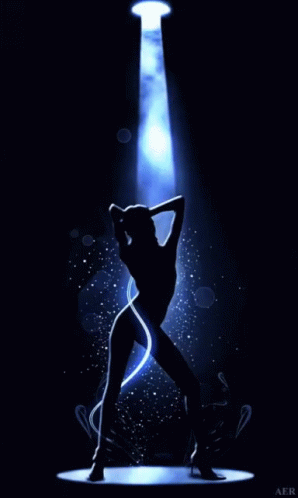a beautiful woman in silhouette is dancing on stage