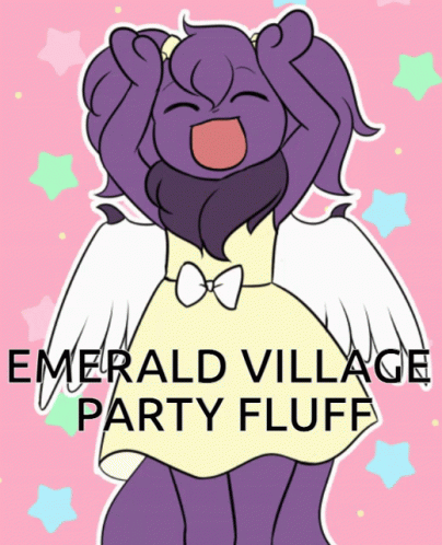 the character from emerald village party fluff has been drawn