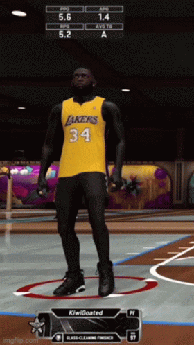 a computer animated rendering of a professional basketball player on the court