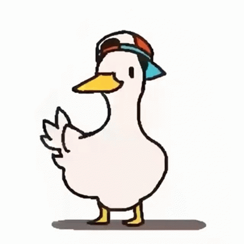 an animated duck wearing a hat and baseball cap