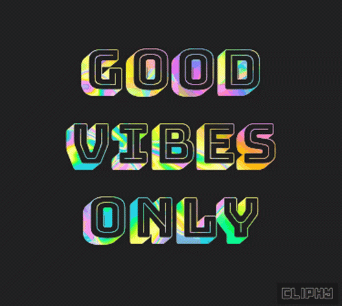 good vibes only text is displayed in multicolors