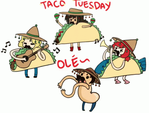 taco tuesday oleie with skeleton and mexican hats