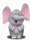 cartoon elephant with ears, eyes and nose showing