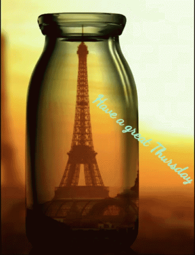 a picture of the eiffel tower in a glass jar