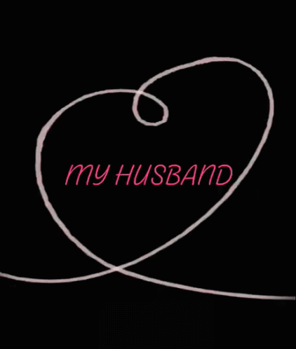 a black and blue background has a heart, with the words my husband written on it