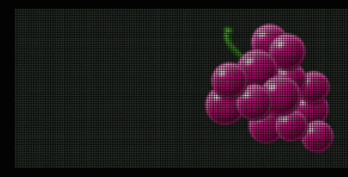 a pixellated picture of a cluster of fruit