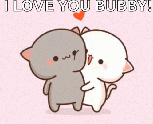 two cartoon cats are touching each other and the caption says i love you bobby