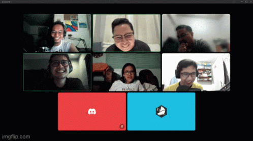 a video chat showing four people with faces