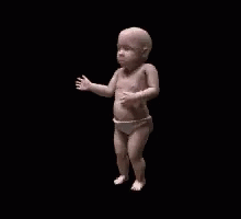 an animation of a baby in diapers standing on his hind legs