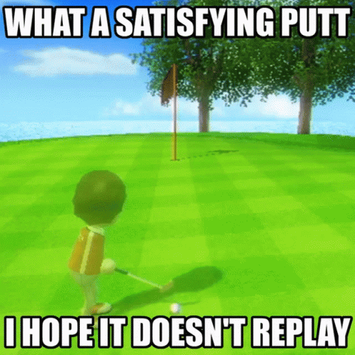 a cartoon person hitting a ball at the golf course