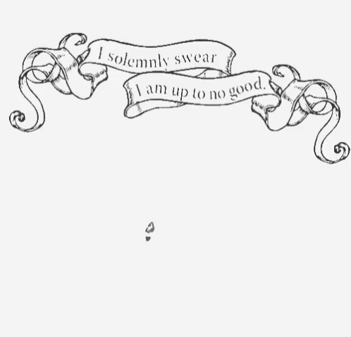 an ink drawing depicting an old scroll with the text, i solemnly swear